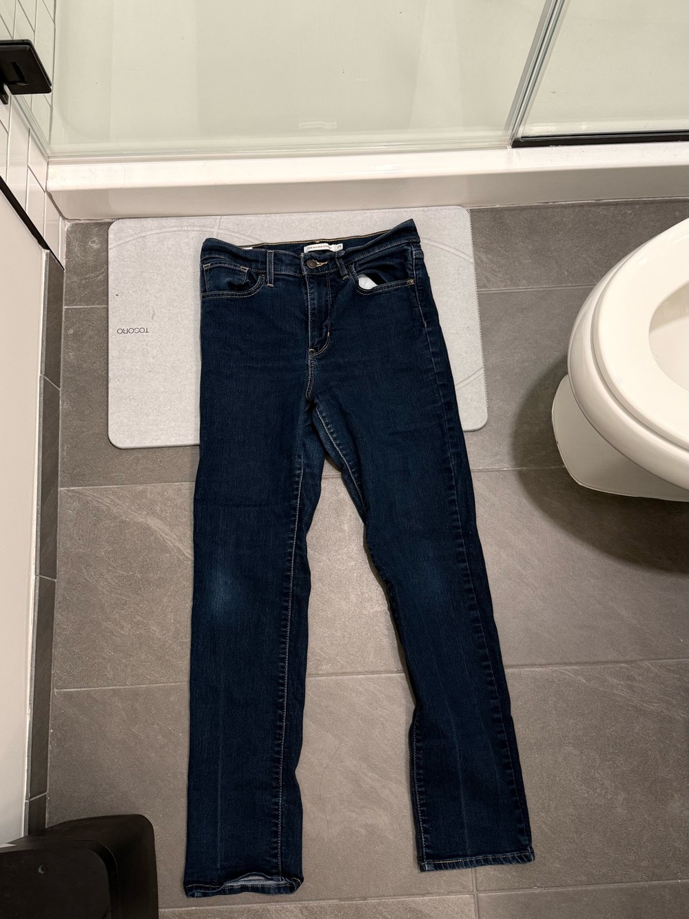 Levi's Dark Wash High-Rise Straight Jeans